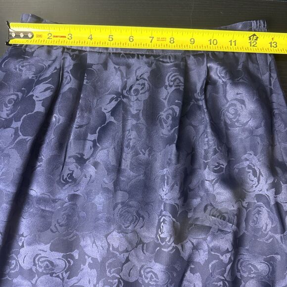 Adrianna Papell Womens Petite 4 Pencil Skirt Blue Silk Floral Zip Lined Feminine - Picture 9 of 10